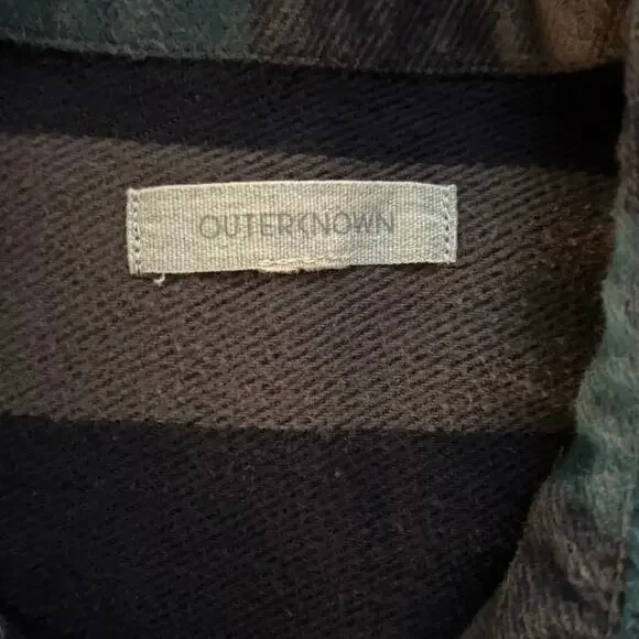 Outerknown Size XS Flannel Shirt Button Front Checked Boxy Fit Organic Cotton - Picture 3 of 4